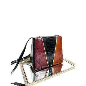 Vintage Sharif leather Tricolor patchwork crossbody 1980s 1990s